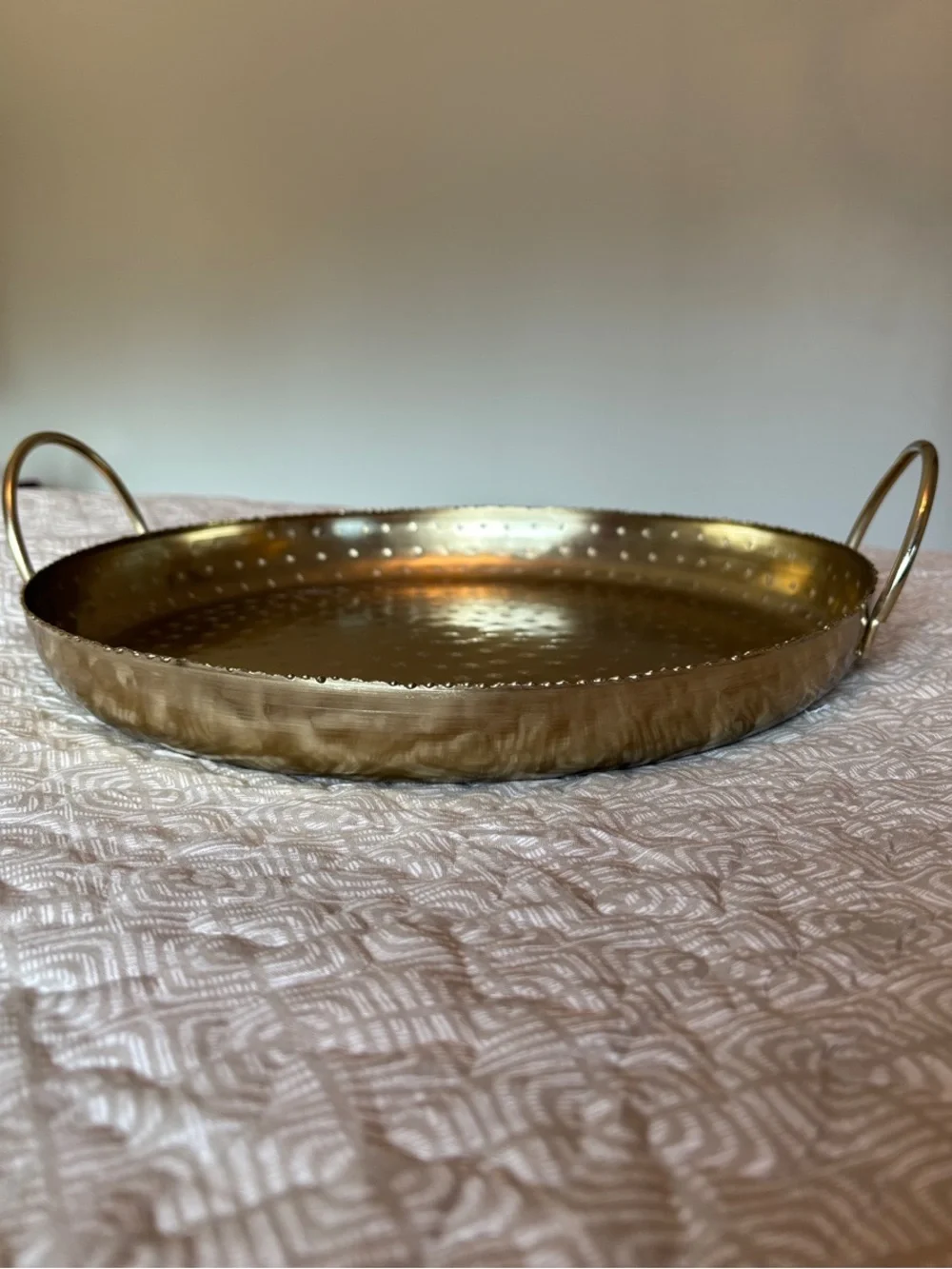 Decorative‎ Gold Metal Serving Tray with Dual Handles